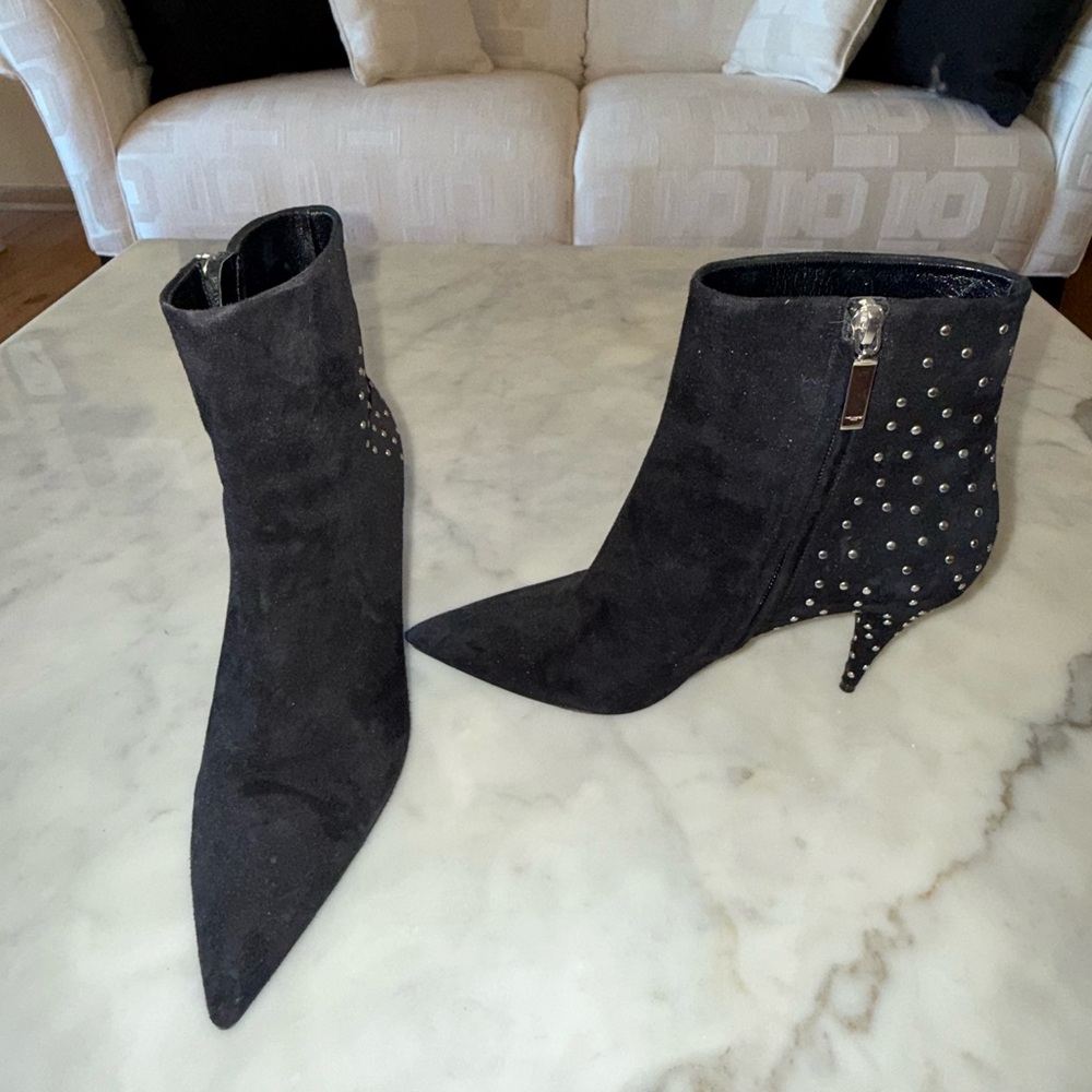 Yves Saint Laurent Black Suede Studded Boots